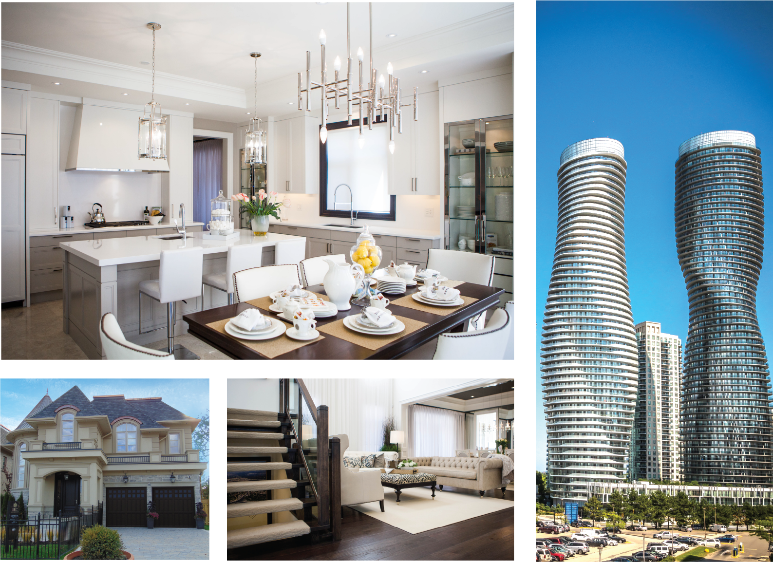 various images of inside and outside of a house